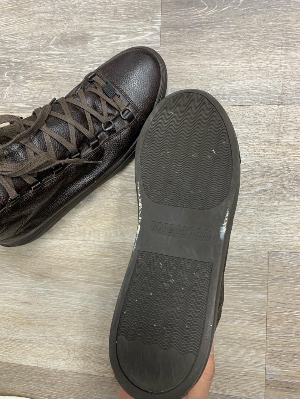 Balenciaga Arena Brown Leather Sneakers Size 45 - Picture 3 of 9